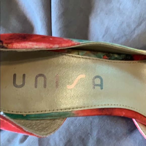 Silk floral peep toe Unisa heels - Picture 6 of 7